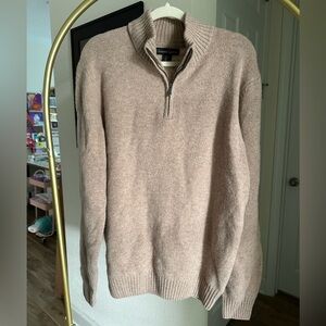 NWT Christian Lacroix Men's Beige Wool/Cashmere Quarter Zip Sweater
